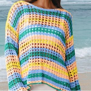 Boutique NWOT no brand Multicolor Crochet sweater and/or Cover-Up